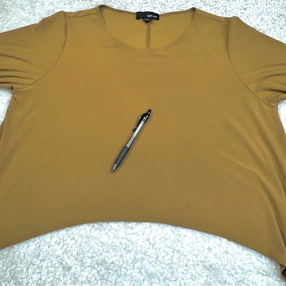Sun Kim Aruba Topper Asymmetrical Blouse Olive color Long sleeves Lagenlook Smal - Picture 5 of 6